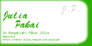julia pakai business card